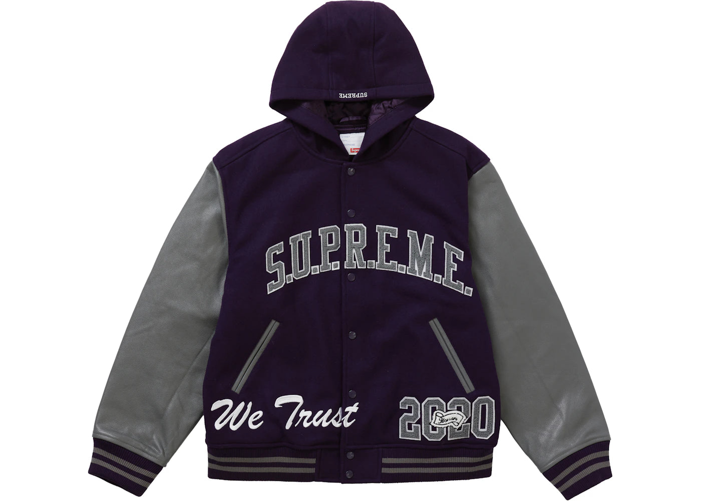 Supreme King Hooded Varsity Jacket Purple - vue secondaire A