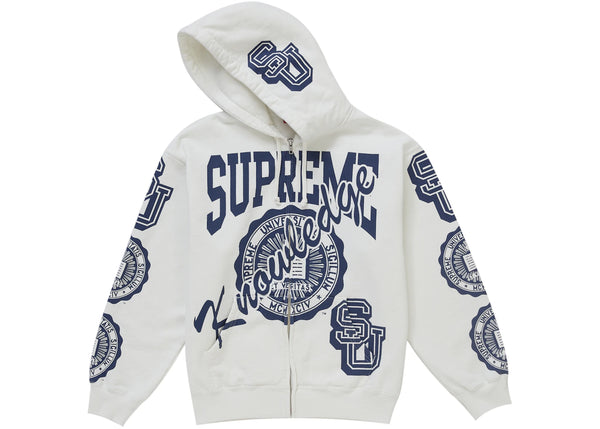 Supreme Knowledge Reigns Zip Up Hooded Sweatshirt White sneakers - authentic Supreme shoes