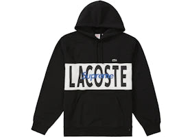 Supreme LACOSTE Logo Panel Hooded Sweatshirt Black - vue 360