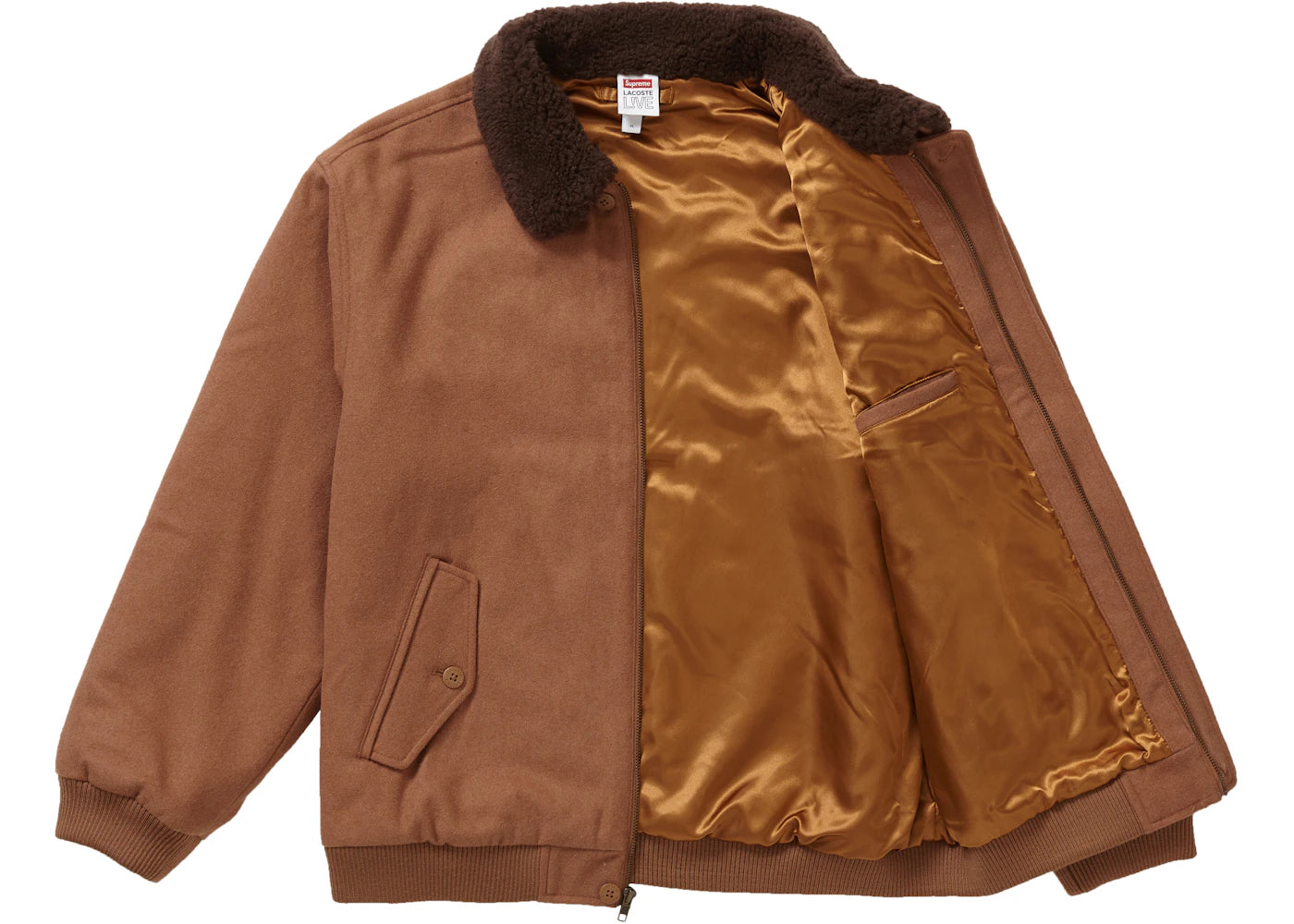 Supreme LACOSTE Wool Bomber Jacket Tan - vue secondaire B
