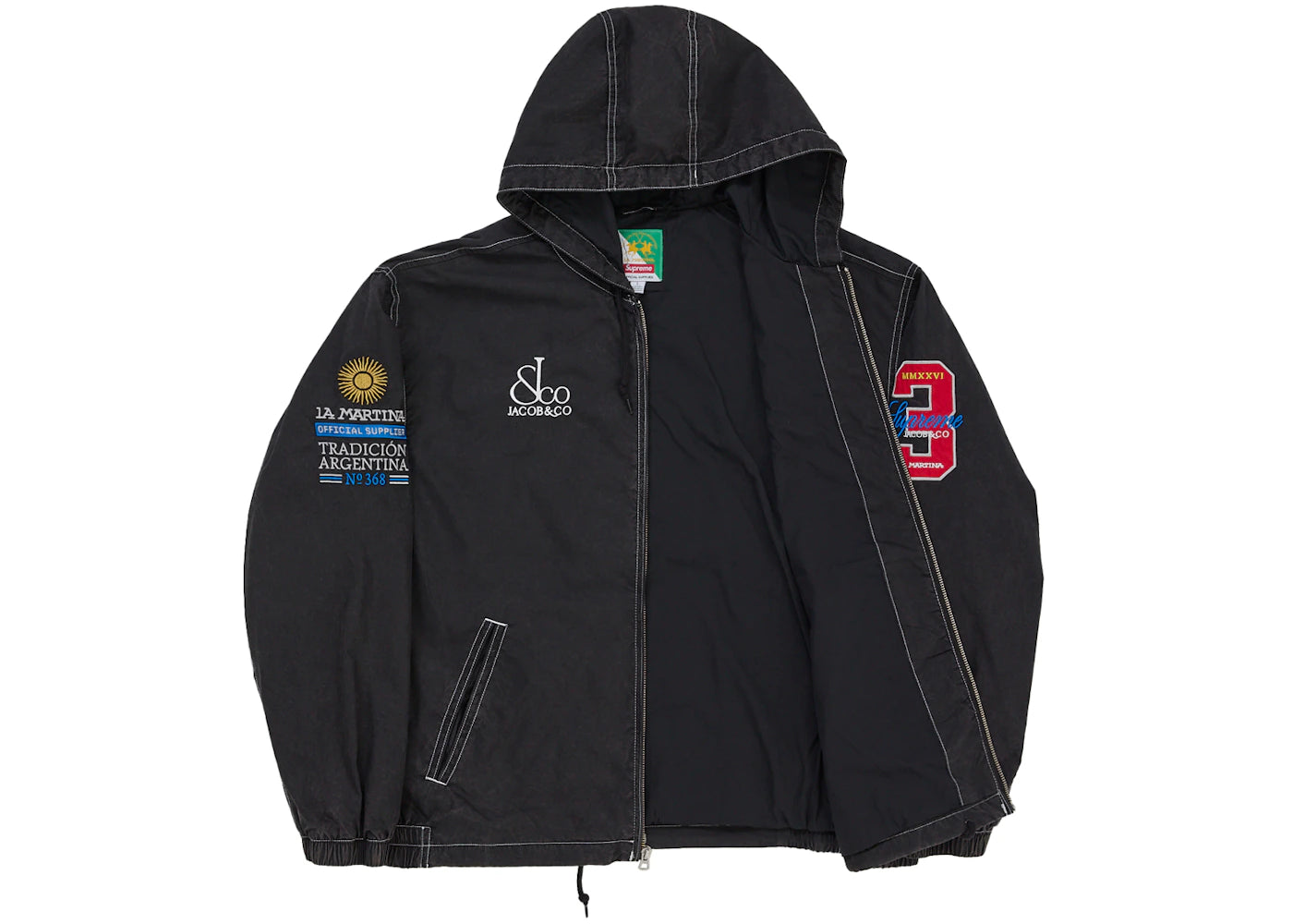 Supreme La Martina Lightweight Hooded Jacket Black - vue secondaire B