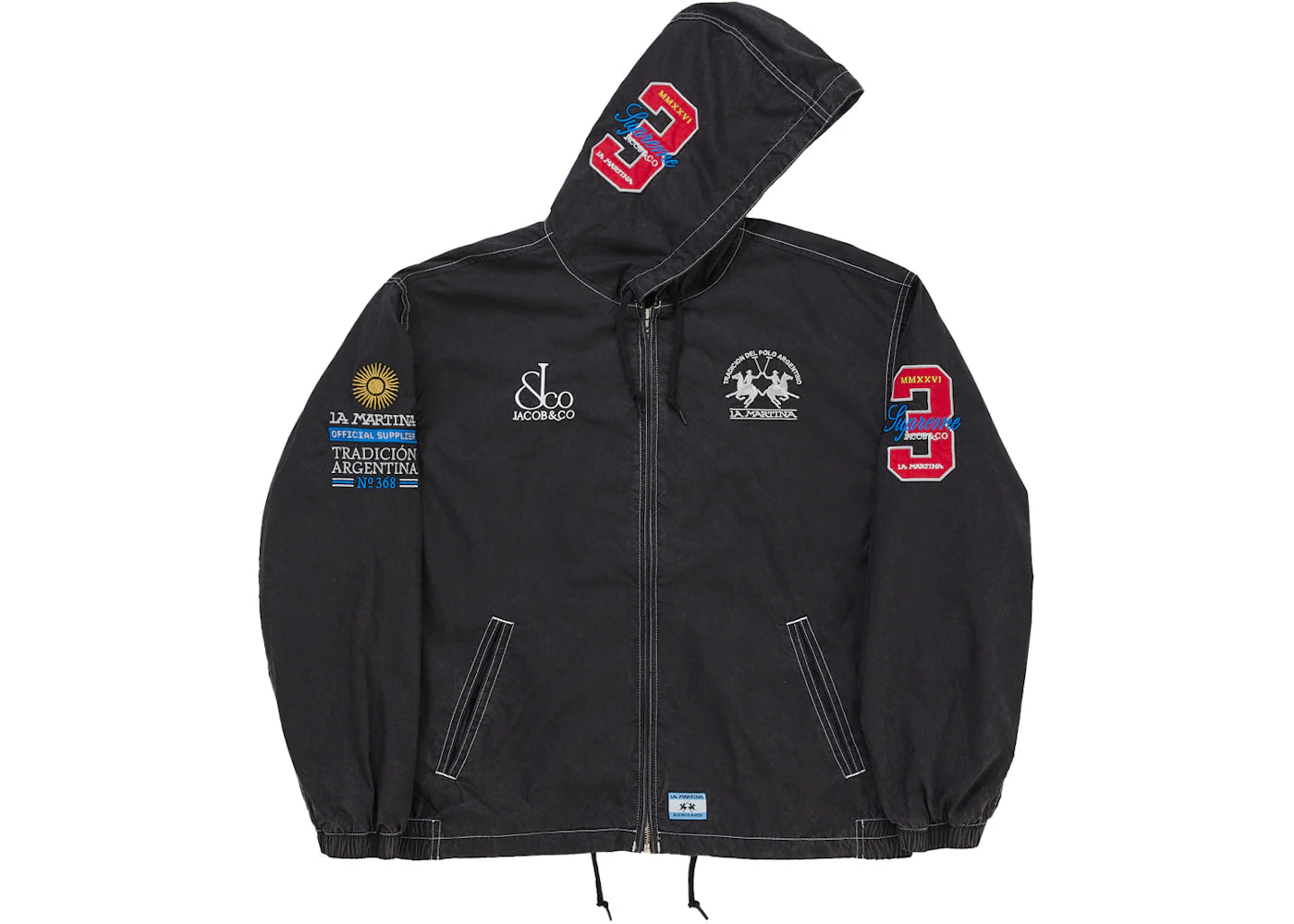 Supreme La Martina Lightweight Hooded Jacket Black - vue secondaire A