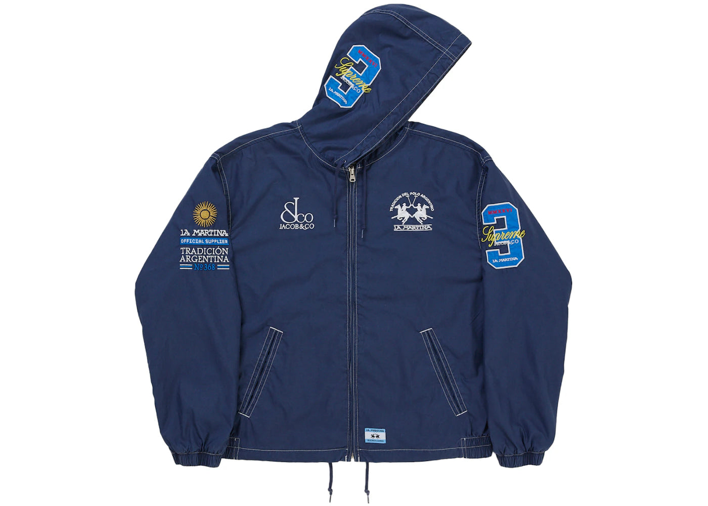 Supreme La Martina Lightweight Hooded Jacket Blue - vue secondaire A