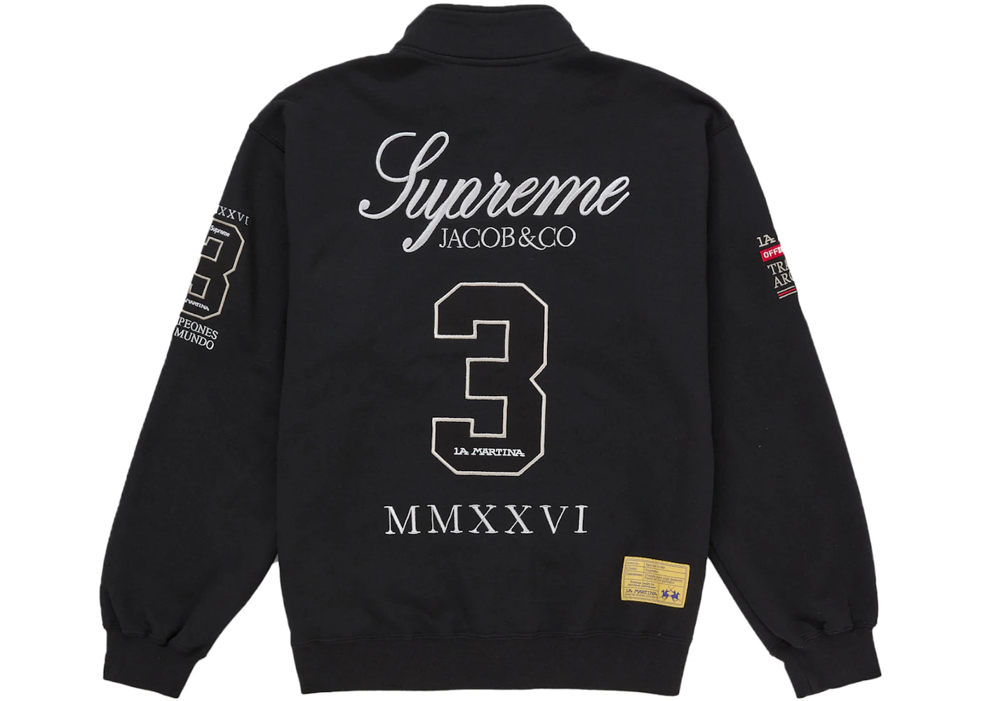 Supreme La Martina Zip Up Sweatshirt Black - vue secondaire B