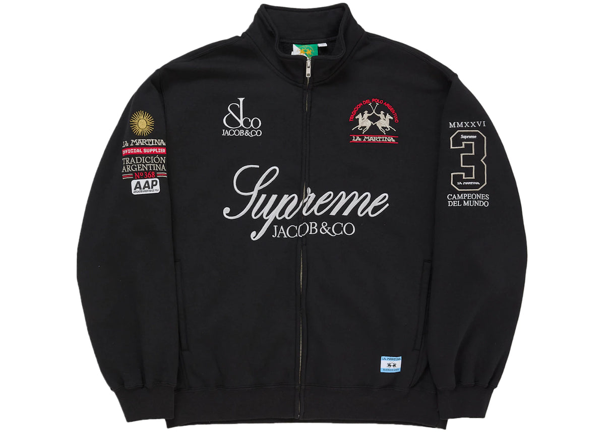 Supreme La Martina Zip Up Sweatshirt Black - vue secondaire A