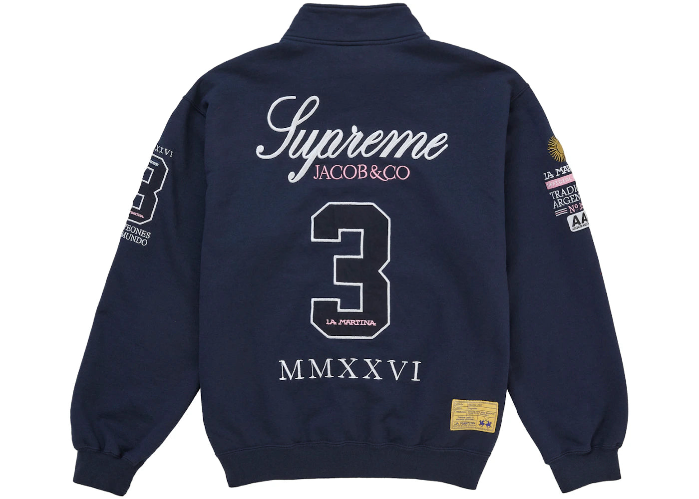 Supreme La Martina Zip Up Sweatshirt Navy - vue secondaire B