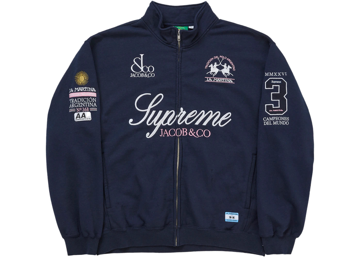 Supreme La Martina Zip Up Sweatshirt Navy - vue secondaire A