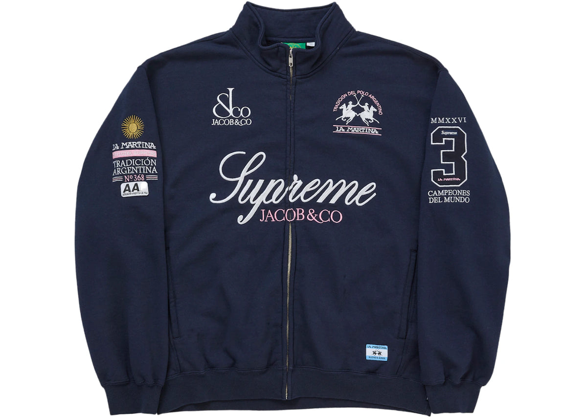 Supreme La Martina Zip Up Sweatshirt Navy - vue 360