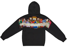 Supreme Last Supper Embroidered Zip Up Hooded Sweater Black