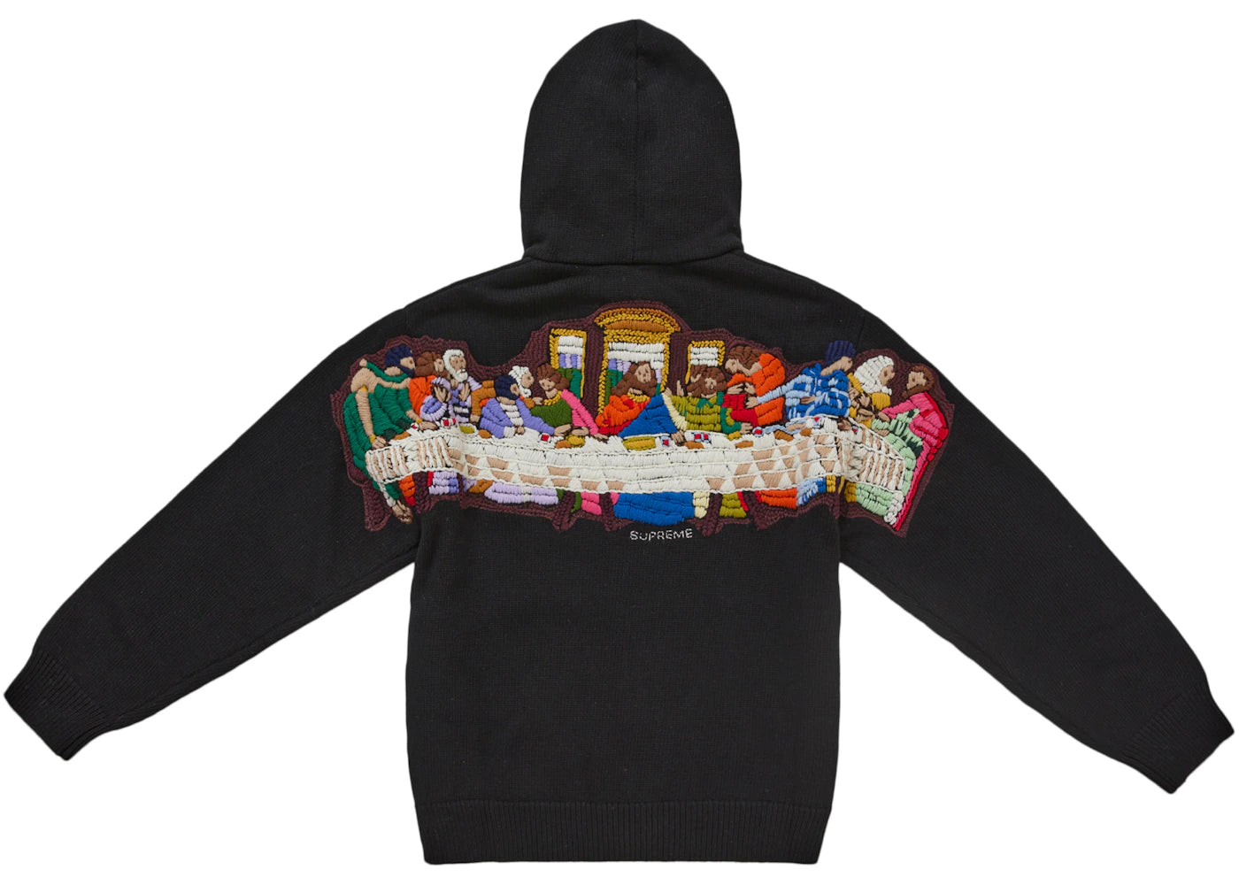 Supreme Last Supper Embroidered Zip Up Hooded Sweater Black - vue secondaire A