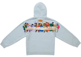 Supreme Last Supper Embroidered Zip Up Hooded Sweater Light Blue