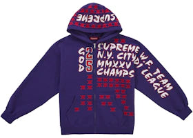 Supreme League Champs Zip Up Hooded Sweatshirt Purple
