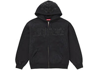 Supreme Leather Applique Zip Up Hooded Sweatshirt Black
