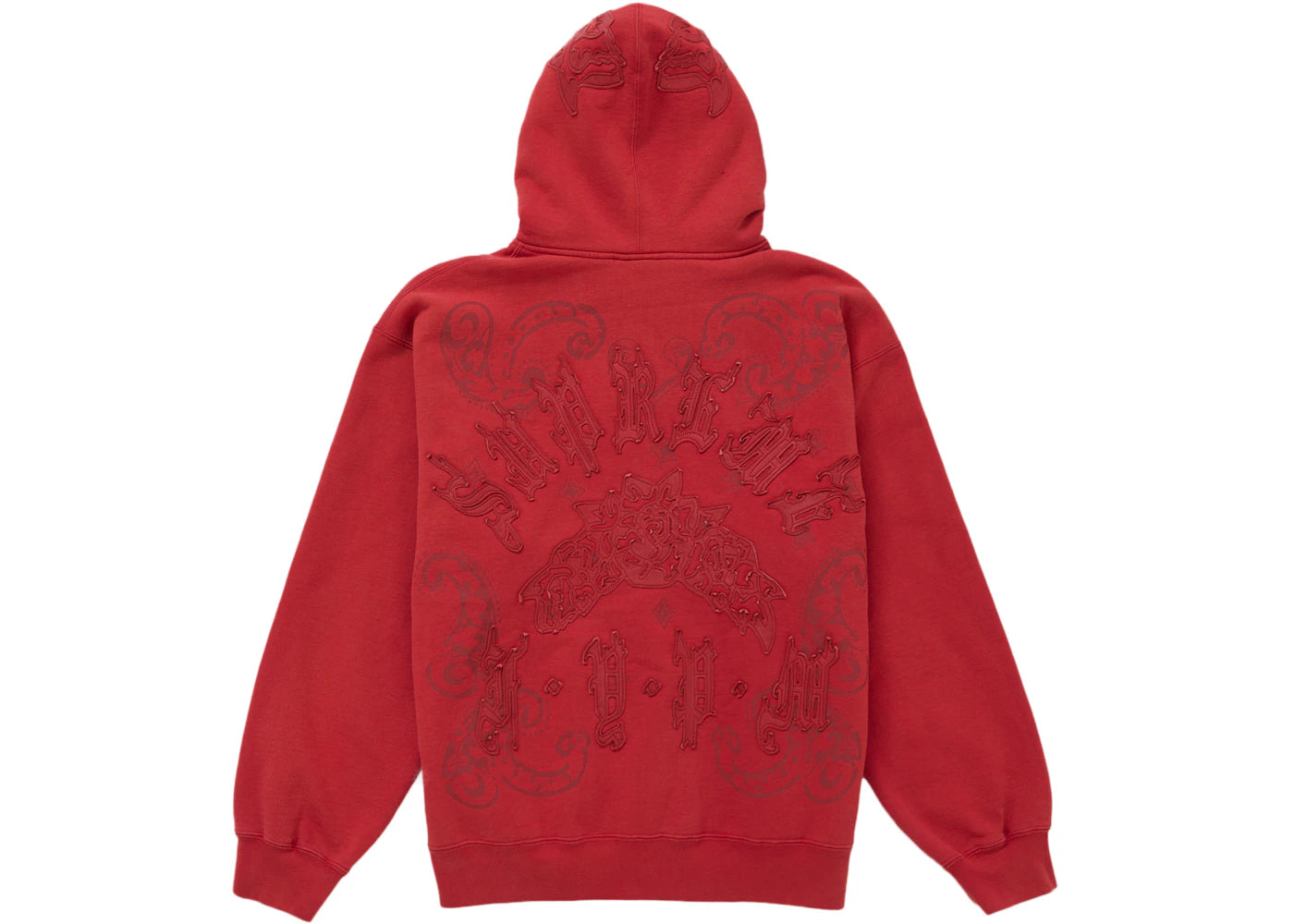 Supreme Leather Applique Zip Up Hooded Sweatshirt Burnt Red - vue secondaire B