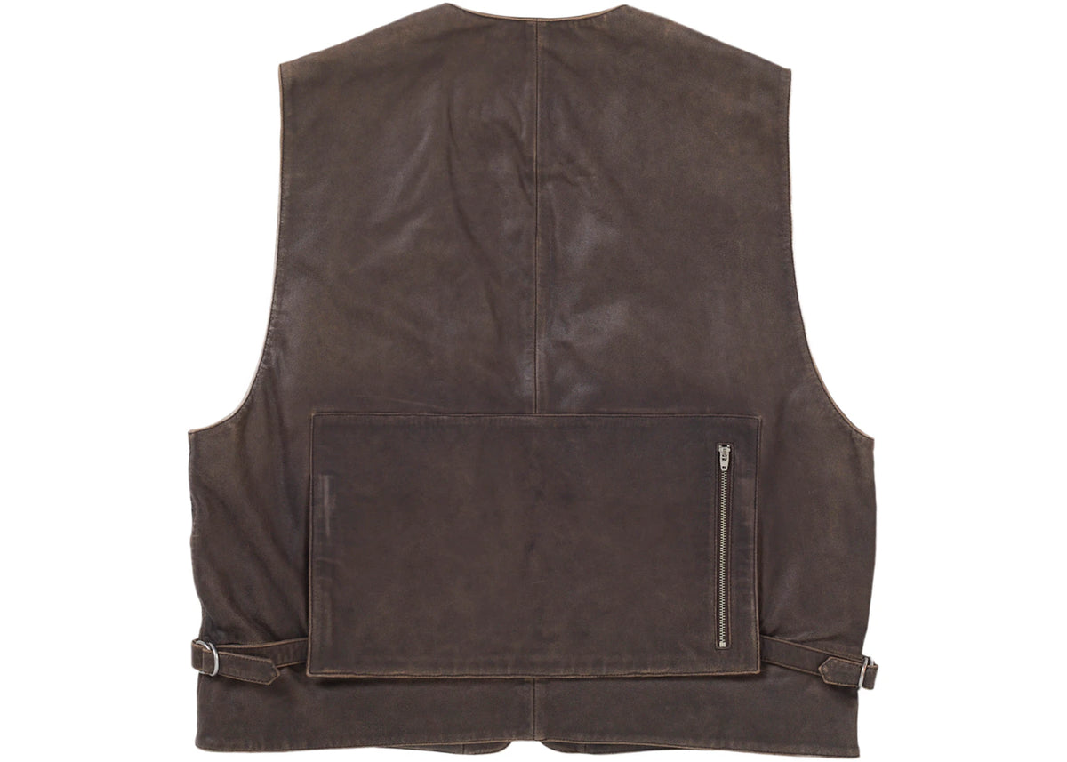 Supreme Leather Cargo Vest Brown - vue secondaire B