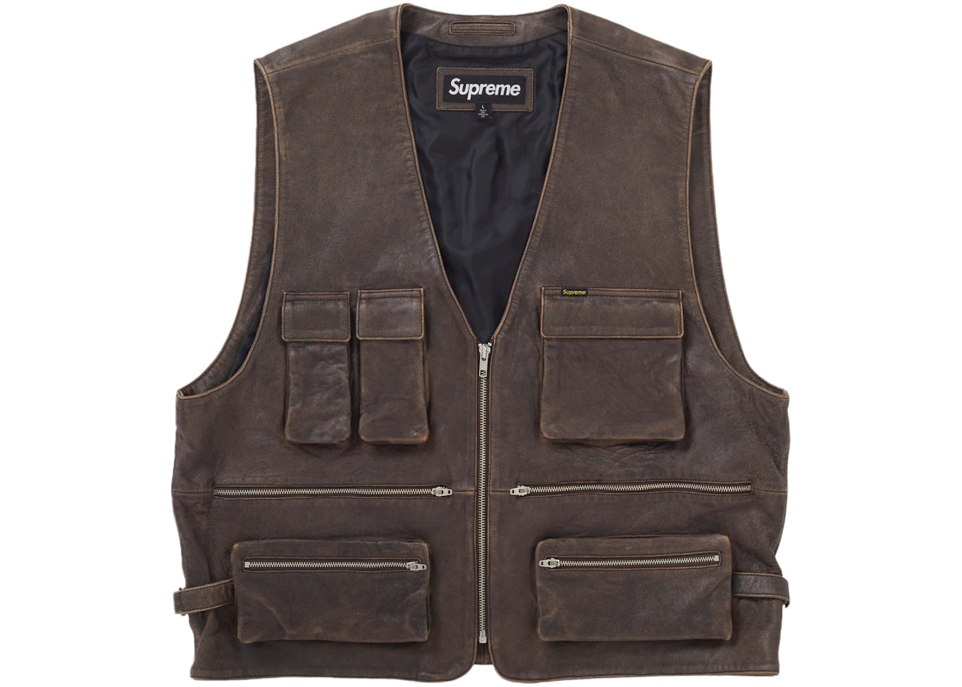 Supreme Leather Cargo Vest Brown - vue secondaire A