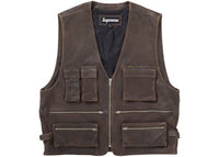 Supreme Leather Cargo Vest Brown