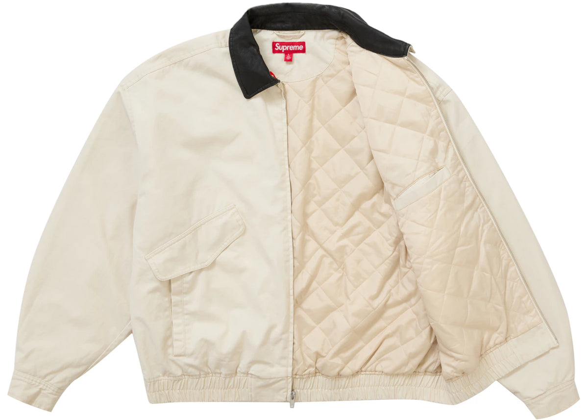 Supreme Leather Collar Utility Jacket FW24 Stone - vue secondaire B
