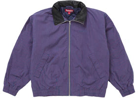 Supreme Leather Collar Utility Jacket (SS25) Blue Plaid