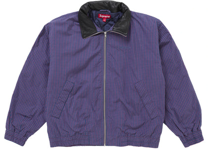 Supreme Leather Collar Utility Jacket (SS25) Blue Plaid - apparel view 2