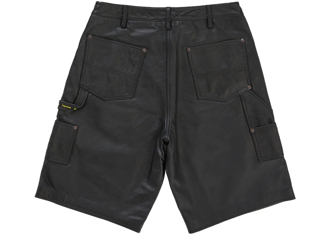 Supreme Leather Double Knee Painter Short Black - vue secondaire B
