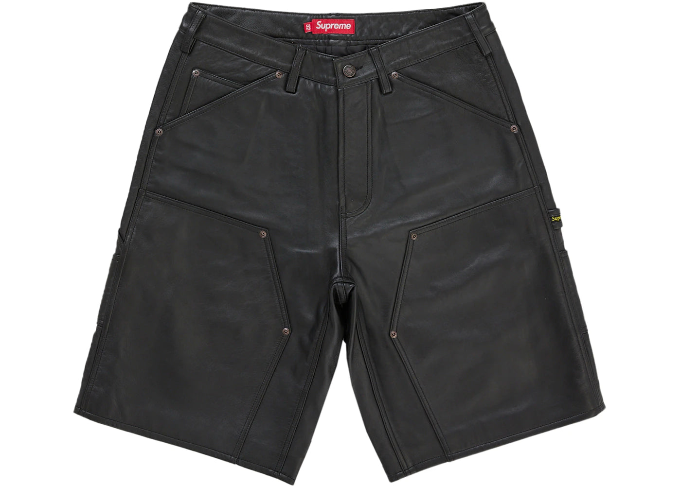 Supreme Leather Double Knee Painter Short Black - vue secondaire A