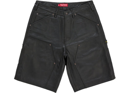 Supreme Leather Double Knee Painter Short Black - product view 2