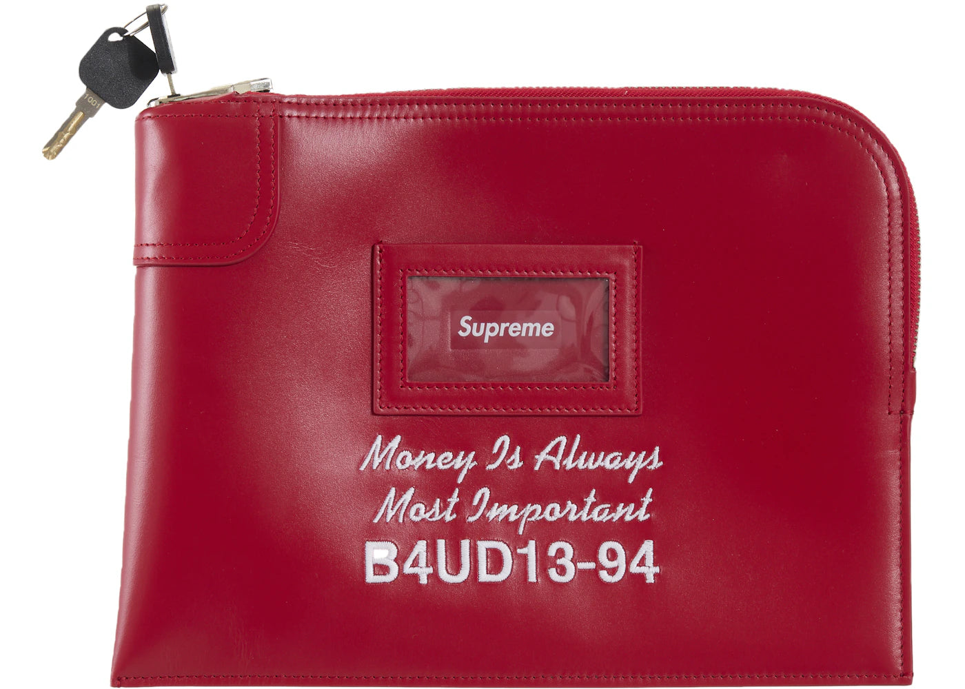 Supreme Leather Money Bag (FW25) Red - vue 360