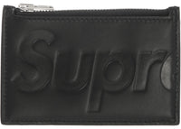 Supreme Leder-Reißverschluss-Kartenetui Schwarz