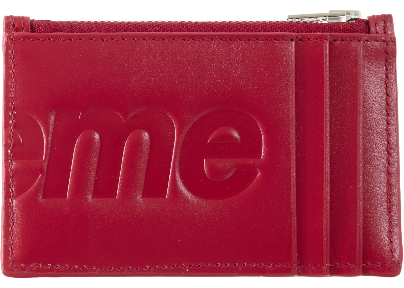 Supreme Leather Zip Card Holder (FW25) Red - vue secondaire A