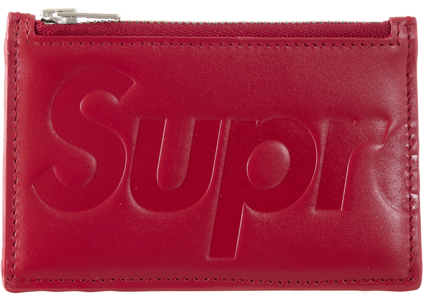 Supreme Leather Zip Card Holder (FW25) Red - vue 360