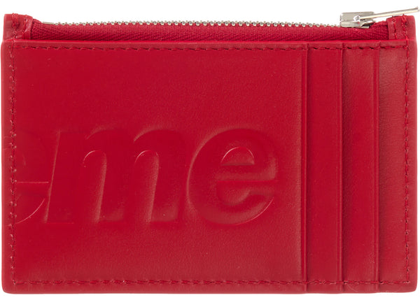 Supreme Leather Zip Card Holder Red