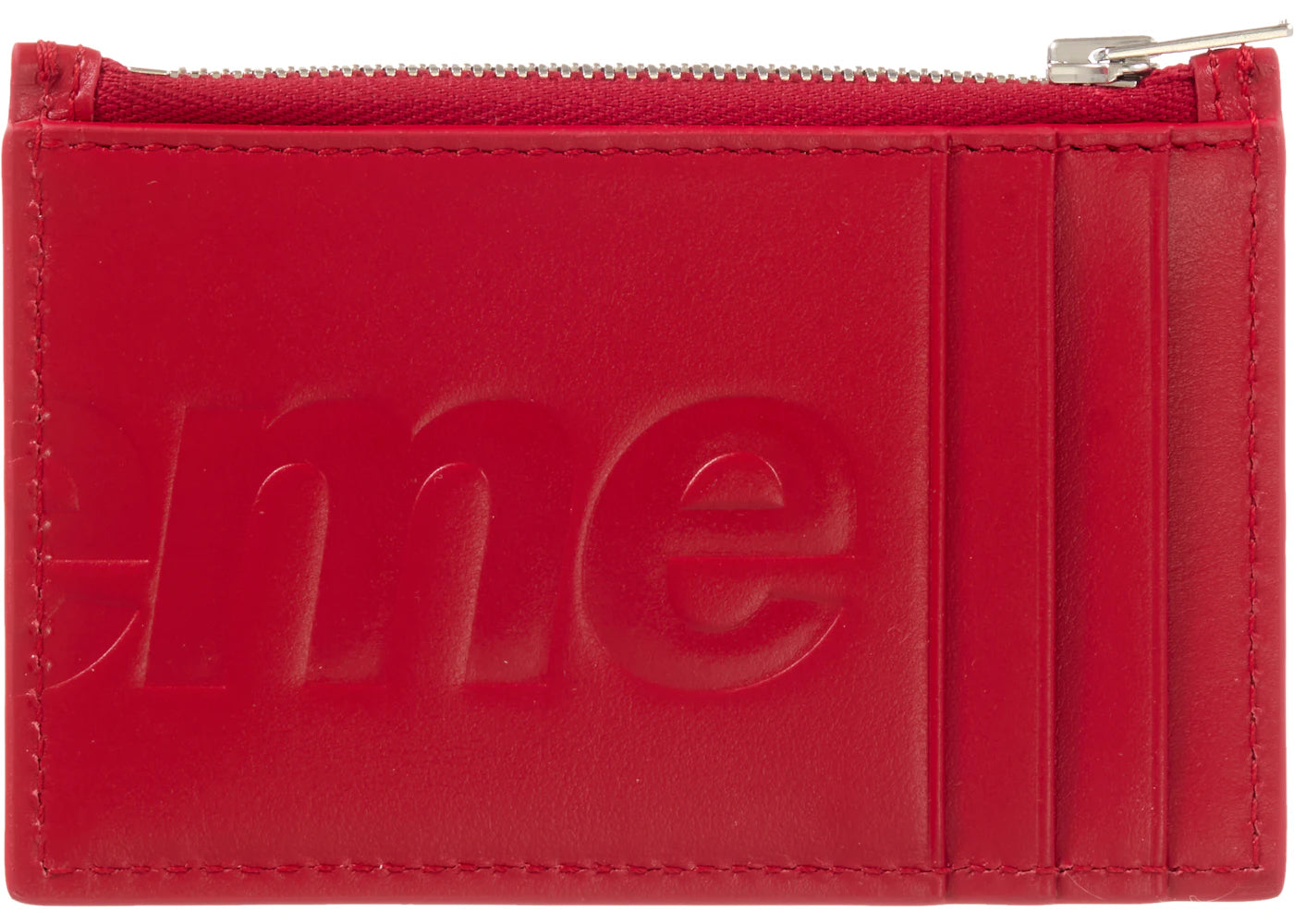 Supreme Leather Zip Card Holder Red - vue secondaire A