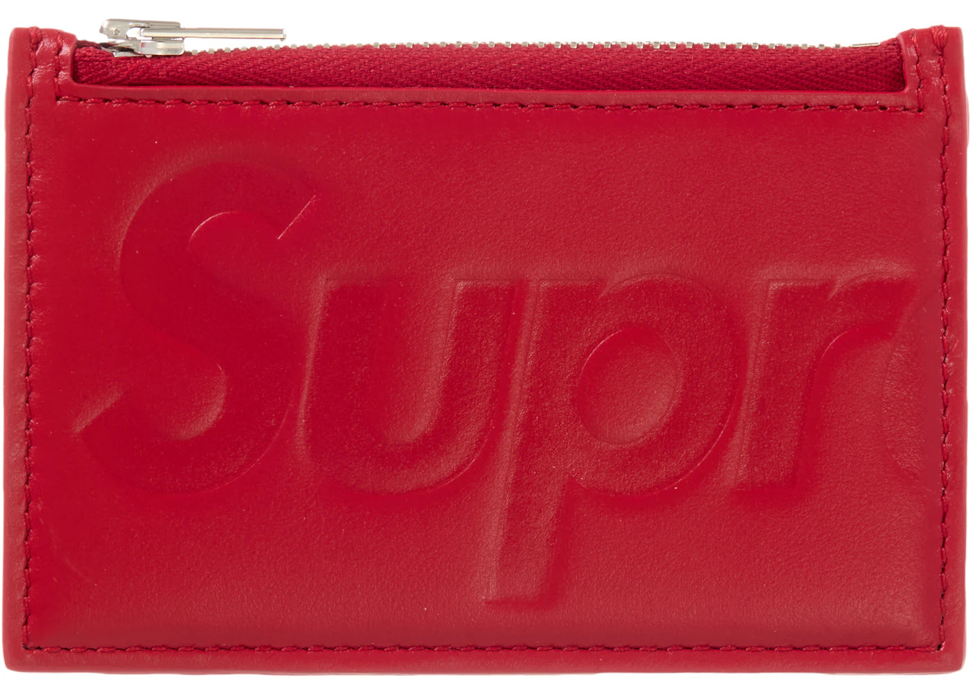 Supreme Leather Zip Card Holder Red - vue 360