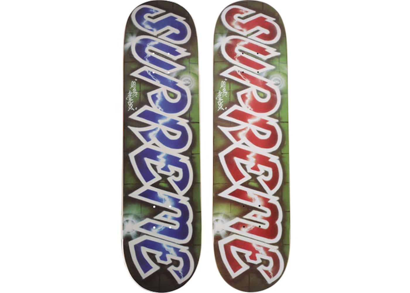 Supreme Lee Quinones Lee Logo Skateboard Deck Blue/Red Set sneakers - authentic Supreme shoes