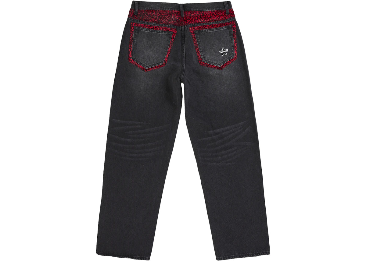 Supreme Leopard Faux Fur Loose Fit Jean Washed Black - vue secondaire B
