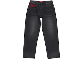 Supreme Leopard Faux Fur Loose Fit Jean Washed Black
