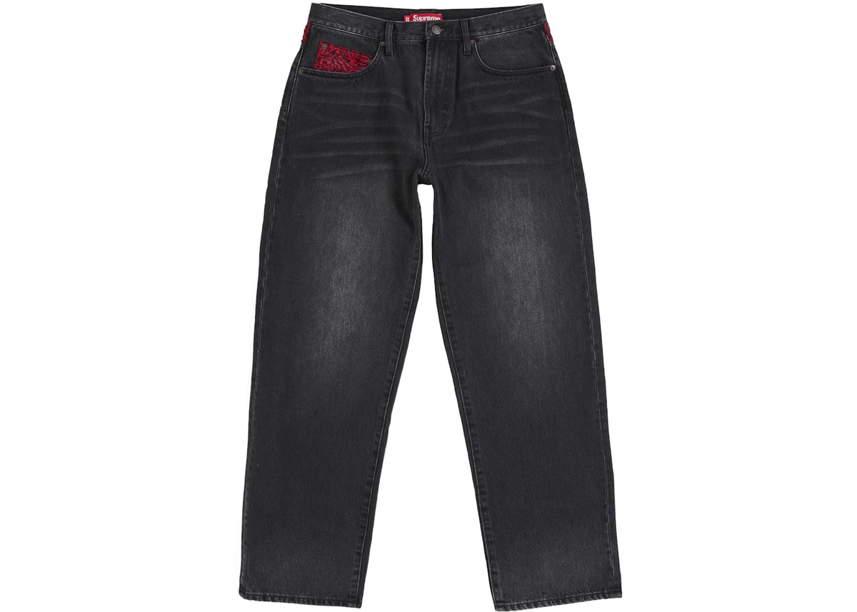 Supreme Leopard Faux Fur Loose Fit Jean Washed Black - vue secondaire A