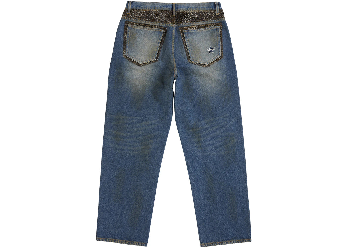 Supreme Leopard Faux Fur Loose Fit Jean Washed Indigo - vue secondaire B