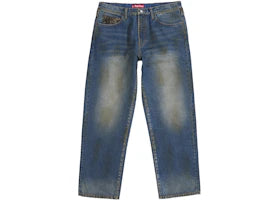 Supreme Leopard Faux Fur Loose Fit Jean Washed Indigo - vue 360