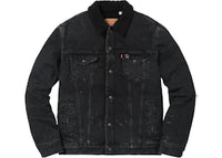 Supreme Levi's Bleached Sherpa Trucker Jacket Black