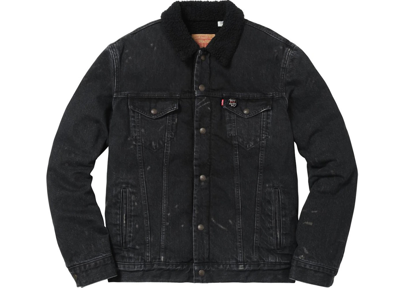 Supreme Levi's Bleached Sherpa Trucker Jacket Black - vue secondaire A