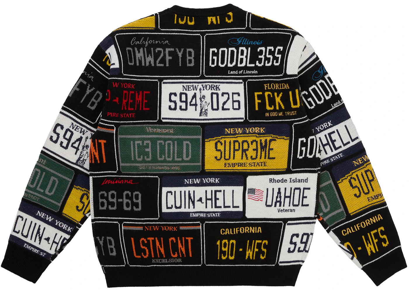 Supreme License Plate Sweater Black - vue secondaire B
