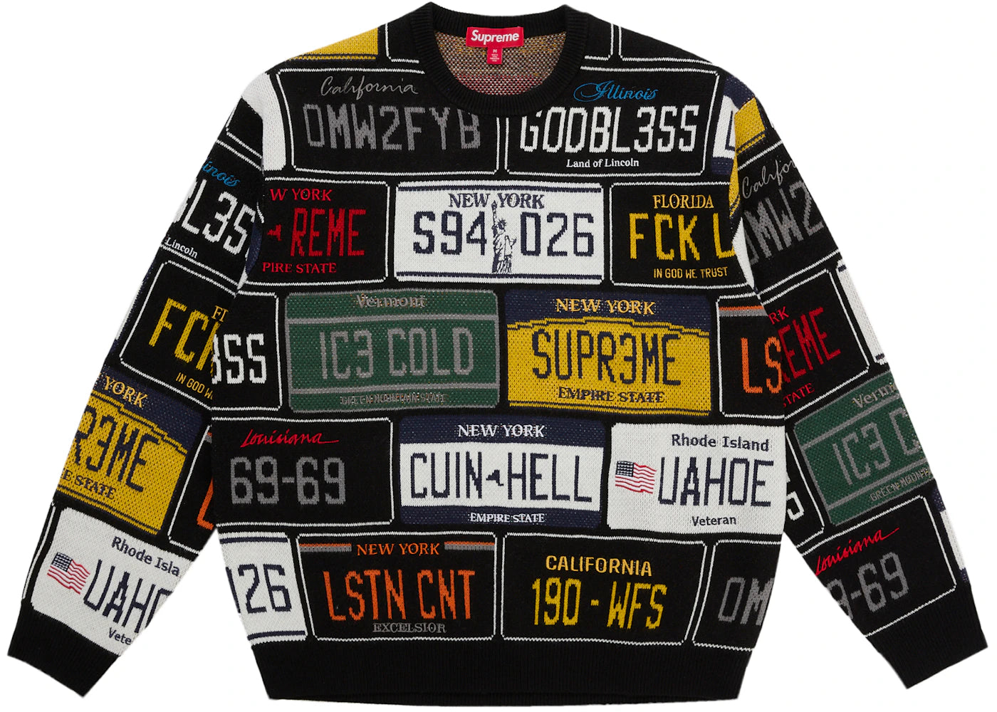 Supreme License Plate Sweater Black - vue secondaire A