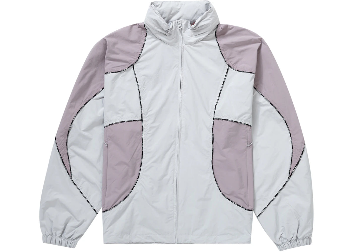 Supreme Logo Piping Hooded Track Jacket Grey - vue secondaire A