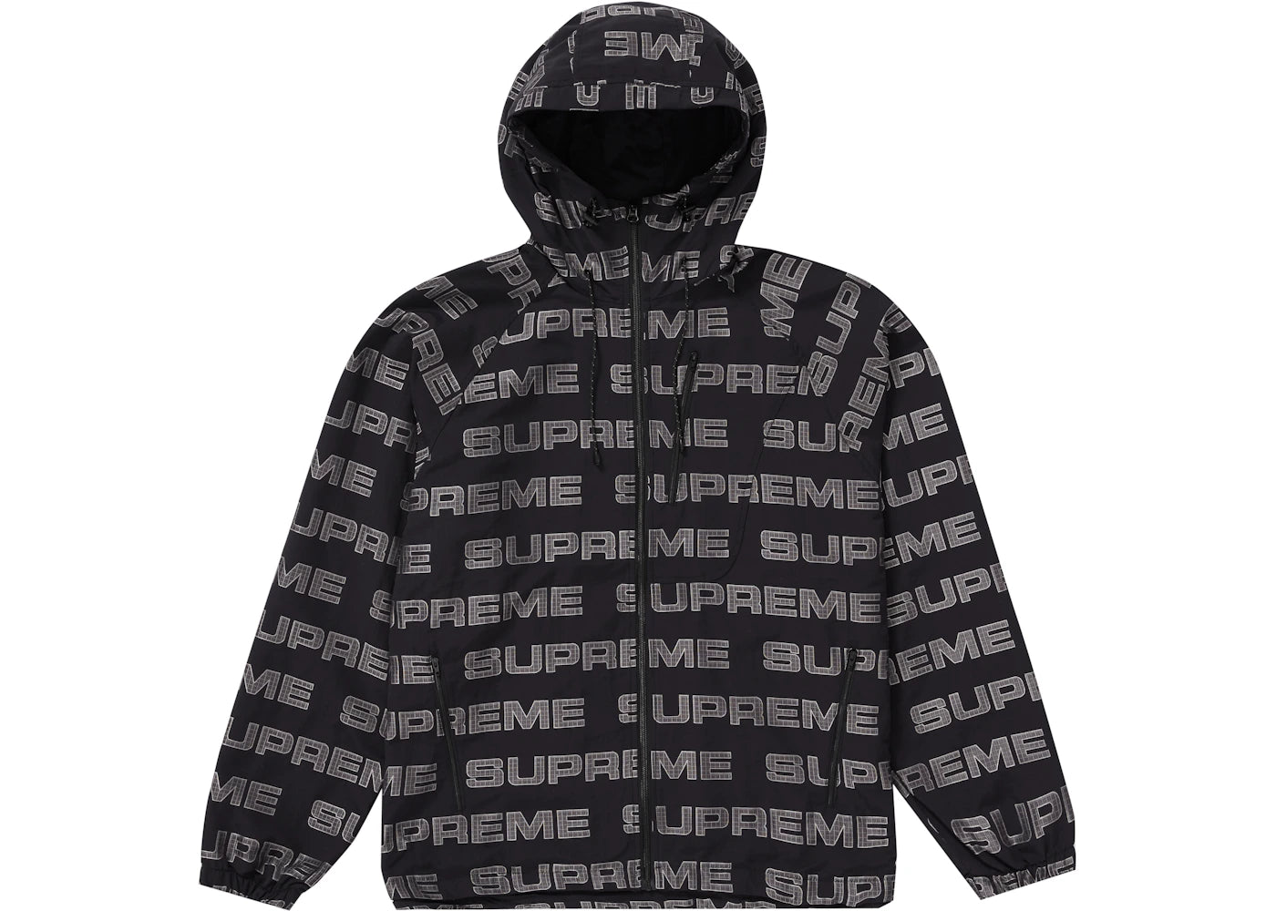 Supreme Logo Ripstop Hooded Track Jacket Black - vue secondaire A