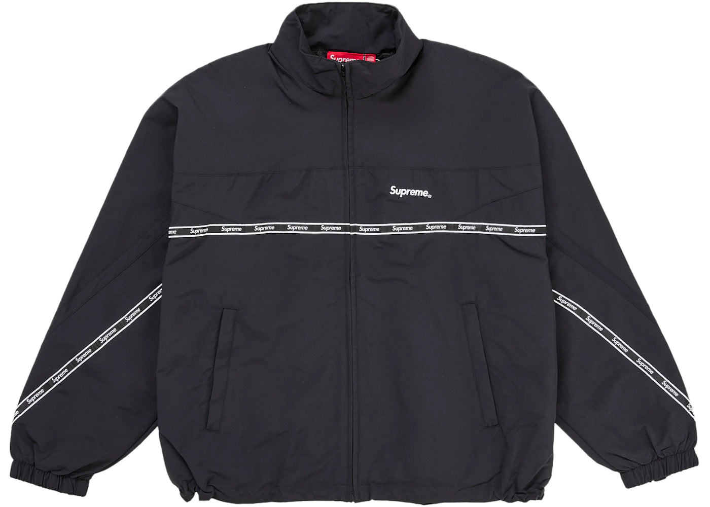 Supreme Logo Taping Track Jacket Black - vue secondaire A