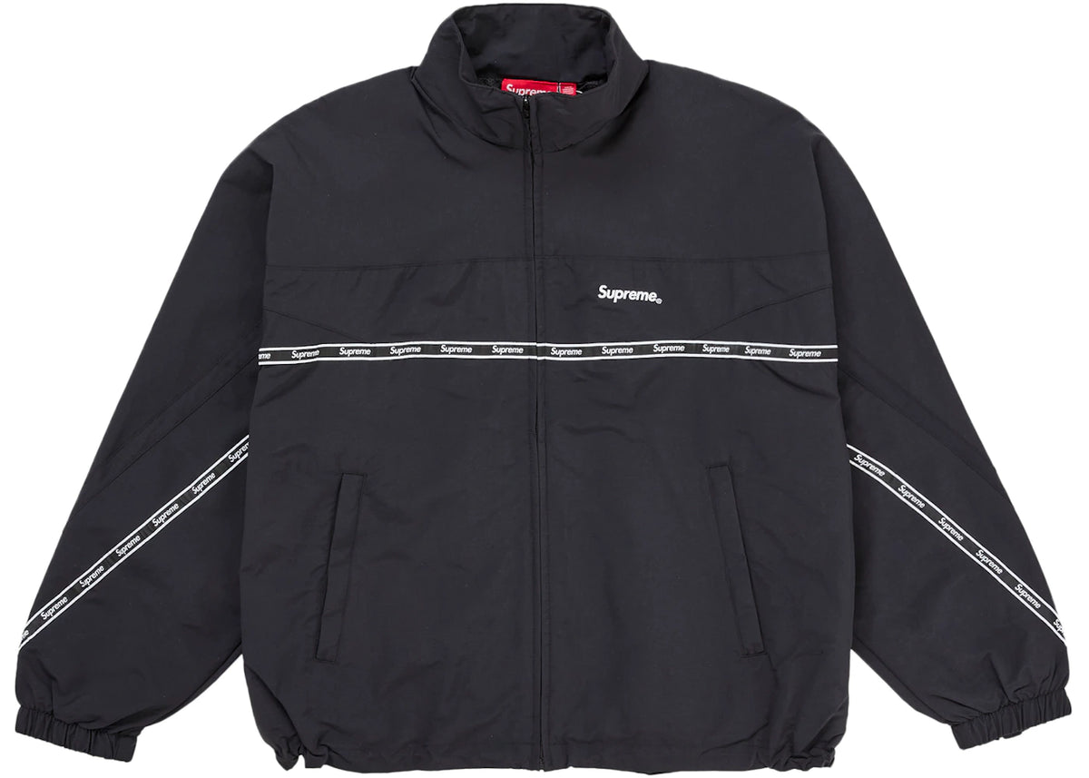 Supreme Logo Taping Track Jacket Black - vue 360