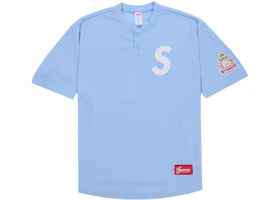 Supreme London Shop S Logo Baseball Henley Light Blue - authentic Supreme product