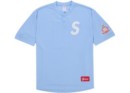 Supreme London Shop S Logo Baseball Henley Light Blue - product view 2